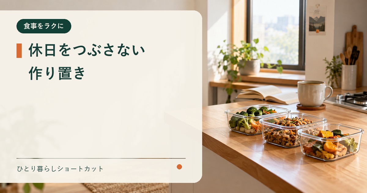 休日をつぶさない作り置き方法を示すアイキャッチ画像