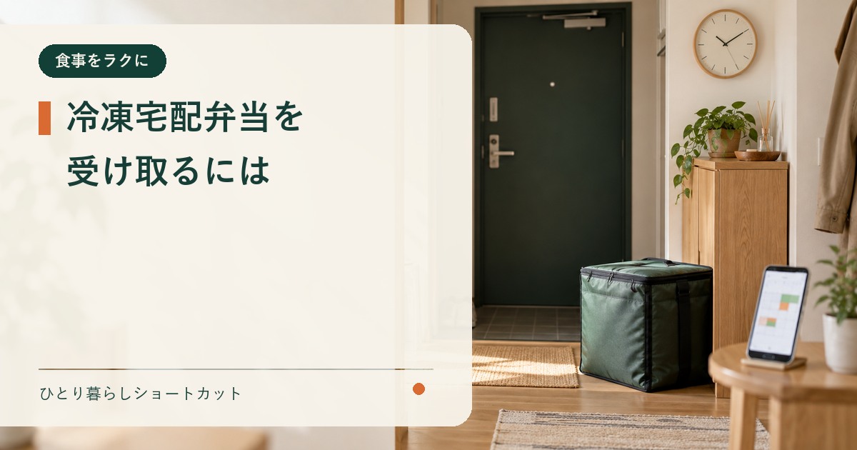 冷凍宅配弁当の受け取り方法を示すアイキャッチ画像