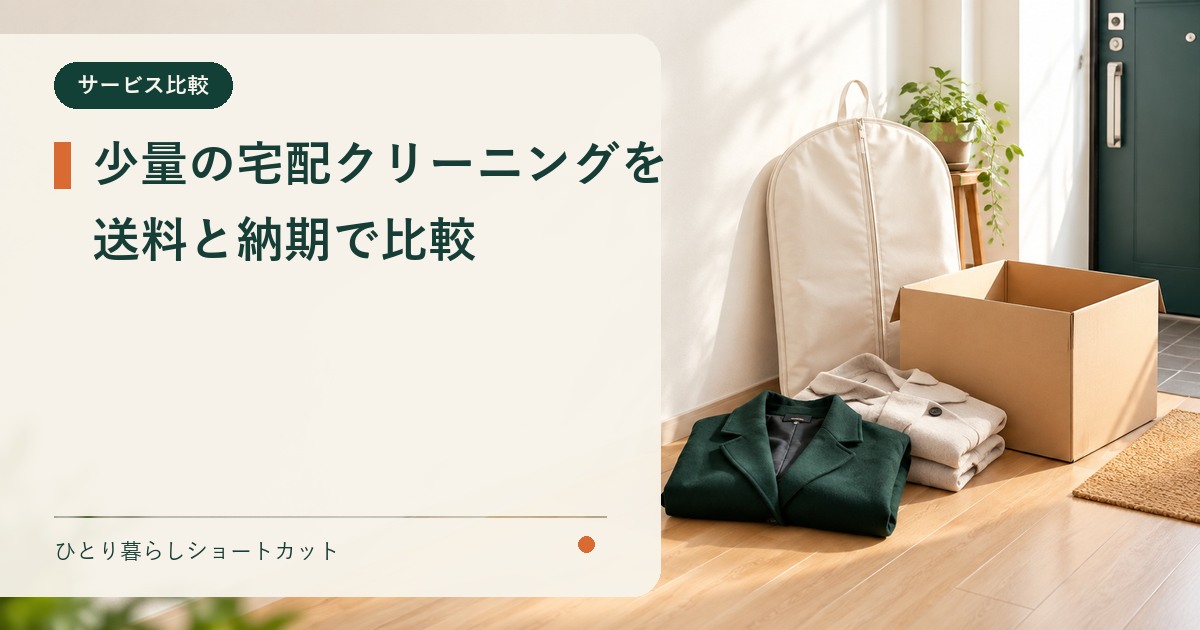 一人暮らし向けに少量の宅配クリーニングを送料と納期で比較するイメージ
